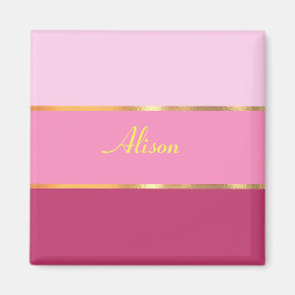 chique roze strepen goud Naam Magneet