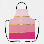 chique roze strepen goud Naam Schort (Voorkant)