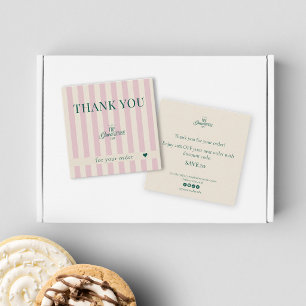 Chique Roze Strepen Groene Bakkerij Bedankt Vierkante Visitekaartje