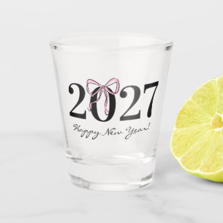 Chique Roze Strik 2027 Nieuwjaarsfeest Shot Glas