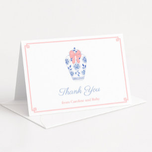 Chique roze strik gember jar Baby shower gepersona Bedankkaart