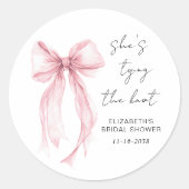 Chique Roze Strik Waterschildering Bruiloftsfeest Ronde Sticker (Voorkant)