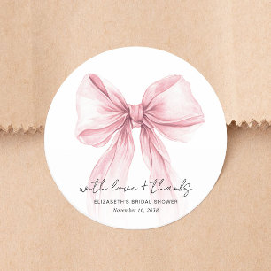 Chique Roze Strik Watervalgroene Bruiloft Feest Be Ronde Sticker