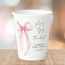 Chique roze strik waterverf bruidsdouche papieren bekers