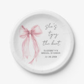 Chique roze strik waterverf bruidsdouche papieren bordje (Voorkant)