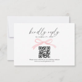 Chique Roze Striking Lint QR Code Huwelijksreactie RSVP Kaartje
