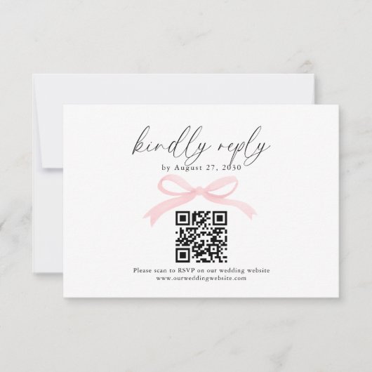 Chique Roze Striking Lint QR Code Huwelijksreactie RSVP Kaartje (Voorkant)