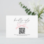 Chique Roze Striking Lint QR Code Huwelijksreactie RSVP Kaartje (Staand voorkant)