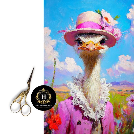 Chique Roze Struisvogel Kunst Whimsical Lente Tissuepapier