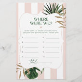 Chique Roze tropisch Waar waren we bruids spel (Voorkant)