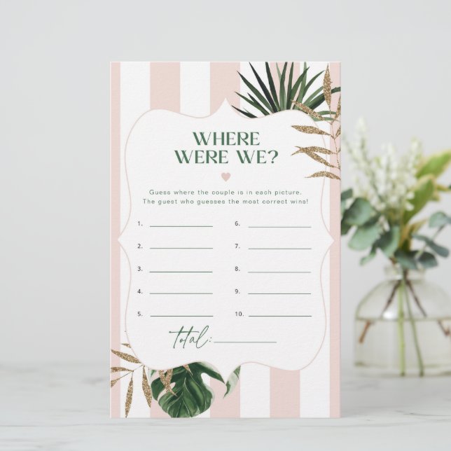 Chique Roze tropisch Waar waren we bruids spel (Staand voorkant)