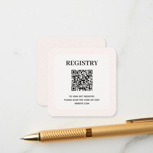 Chique Roze Trouwregister QR Code Informatiekaartje (Voorkant / Achterkant in situ)