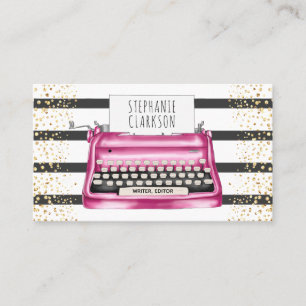 Chique roze typemachine schrijver editor auteur visitekaartje