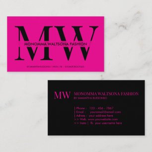 Chique roze typografie monogram lettering naam visitekaartje