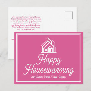 Chique Roze Vastgoedbedrijf Aangepaste Makelaar Briefkaart