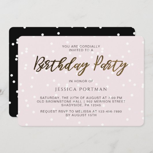Chique roze verjaardagsfeestje  Confetti Kaart (Voorkant / Achterkant)