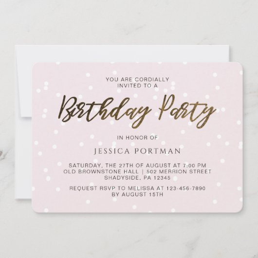 Chique roze verjaardagsfeestje  Confetti Kaart (Voorkant)