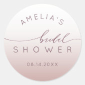 Chique Roze Verlopen Bruidsdouche Ronde Sticker (Voorkant)