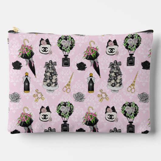 Chique Roze Vintage Toilettas Make-uptas Etui (Voorkant)