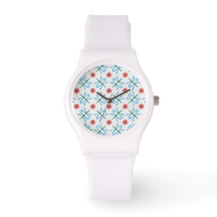 Chique roze water lelies en libellen polshorloge horloge