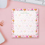 chique roze waterverf bij wilde bloemen patroonnaa notitieblok<br><div class="desc">Introductie van ons "Joyful Melodies: Pink Rabbit's Birthday Symphony" collectie. Dit betoverende handgetekende ontwerp heeft een mooie waterverf bij te midden van een levendige reeks wilde bloemen, zorgvuldig vervaardigd met waterverf gouache. Perfect voor het toevoegen van een vleugje grillige charme aan uw Zazzle producten, dit prachtige patroon brengt de magie...</div>