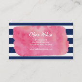 Chique roze Waterverf blauw strepen make-up arties Visitekaartje (Achterkant)