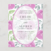 Chique Roze Waterverf Bloemige BUDGET Bruiloft (Voorkant)