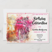 chique roze Waterverf fietsverjaardag Kaart (Voorkant)