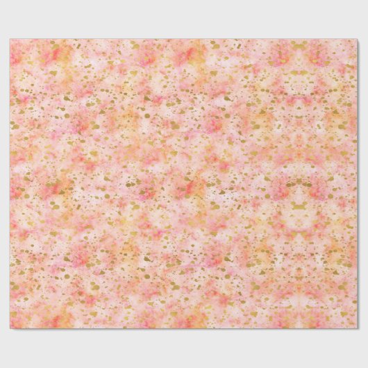 Chique roze Waterverf gouden Confetti Cadeaupapier (Vlak)