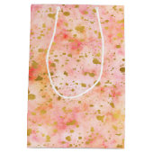 Chique roze Waterverf gouden Confetti Medium Cadeauzakje (Achterkant)