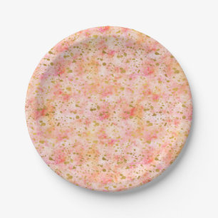 Chique roze Waterverf gouden Confetti Papieren Bordje