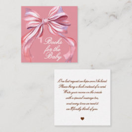 Chique Roze Waterverf Lint Boeken voor Baby Shower Informatiekaartje