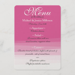 Chique roze Waterverf ombre bruiloft menu