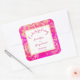 Chique Roze Waterverf Trillende Warme Vibe Bruilof Vierkante Sticker