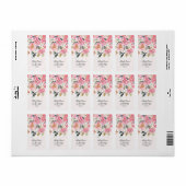 Chique roze wilde bloem bruidsdouche retouradres etiket (Full Sheet)