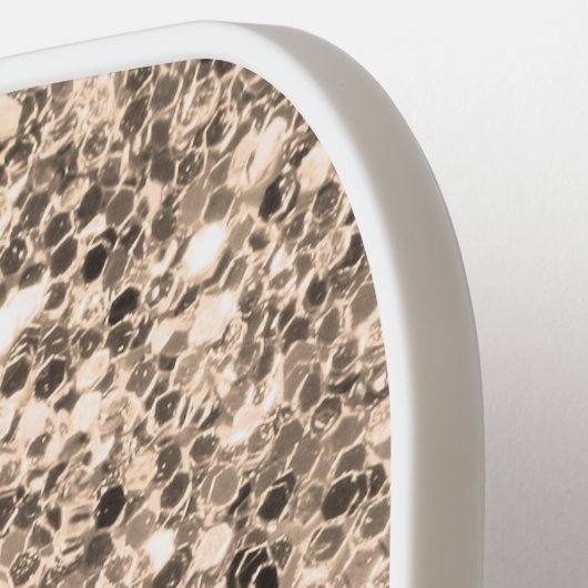 Chique Roze Wit Glitterij Sparkles Modern Monogram Pickleball Paddle (Links Detail)