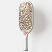 Chique Roze Wit Glitterij Sparkles Modern Monogram Pickleball Paddle (Links)
