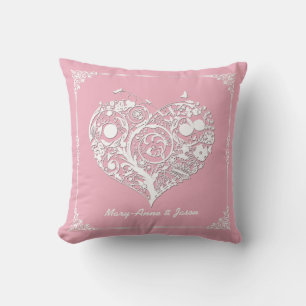 Chique Roze & Wit Hart Decorator Kussen