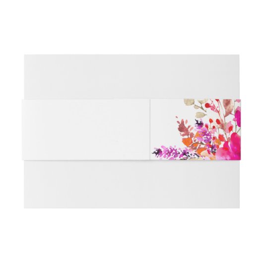 Chique roze wit Waterverf bloemenelegante bruiloft Uitnodigingen Wikkel (Achterkant Voorbeeld)