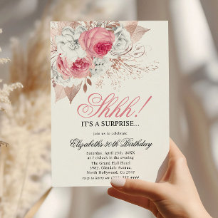 Chique Roze & Witte Bloemige Verjaardagsfeest Surp Kaart