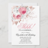 Chique Roze & Witte Bloemige Verjaardagsfeest Surp Kaart (Voorkant)