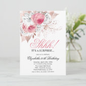Chique Roze & Witte Bloemige Verjaardagsfeest Surp Kaart (Staand voorkant)