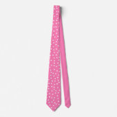Chique roze witte polka stippen bruidegom cadeau stropdas (Voorkant)