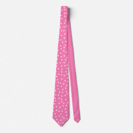Chique roze witte polka stippen bruidegom cadeau   stropdas