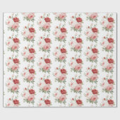 Chique Roze Witte Rode Rozen Bloemig Bruidsdiner Cadeaupapier (Vlak)