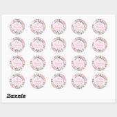 Chique roze witte rozen bloemendoop doopfeest ronde sticker (Vel)