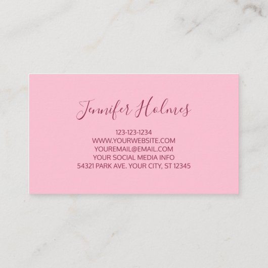 Chique roze witte strepen tulp bloemig visitekaartje (Achterkant)