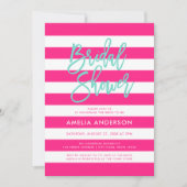 Chique roze & witte strepen Turquoise Vrijgezellen Kaart (Voorkant)