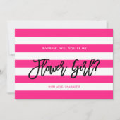 Chique roze witte strepen word je mijn Bloemenmeis Kaart (Voorkant)