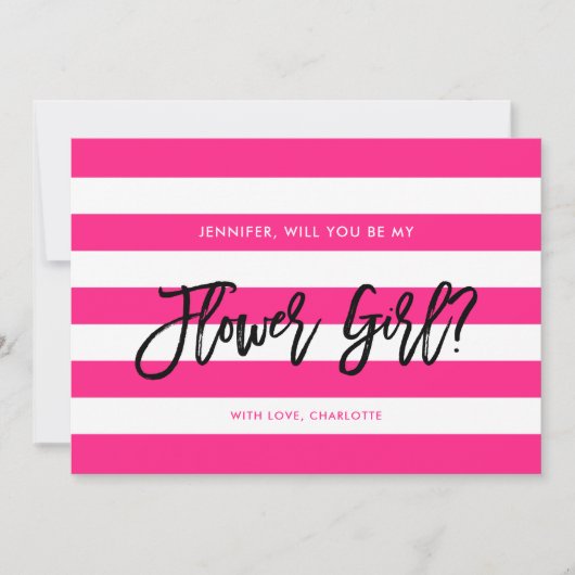 Chique roze witte strepen word je mijn Bloemenmeis Kaart (Voorkant)